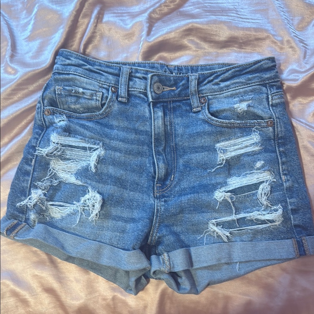 Distressed Blue Denim American Eagle shorts